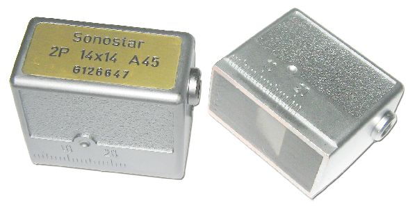 Angle beam probe (NDT, ultrasonic, ultrasound, transducer)